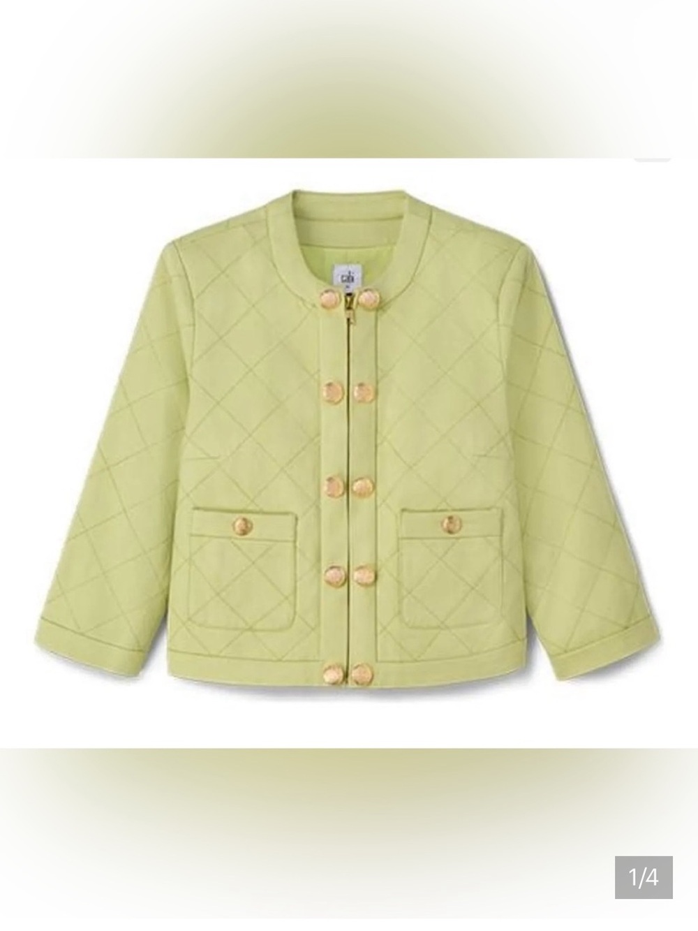 Cabi Teacake Topper Lime Quilted Button-Front Jacket